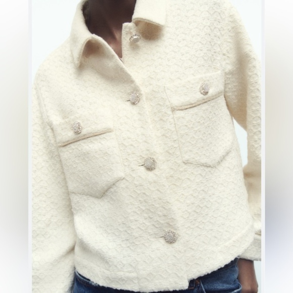 Zara NWT jewel button cropped jacket